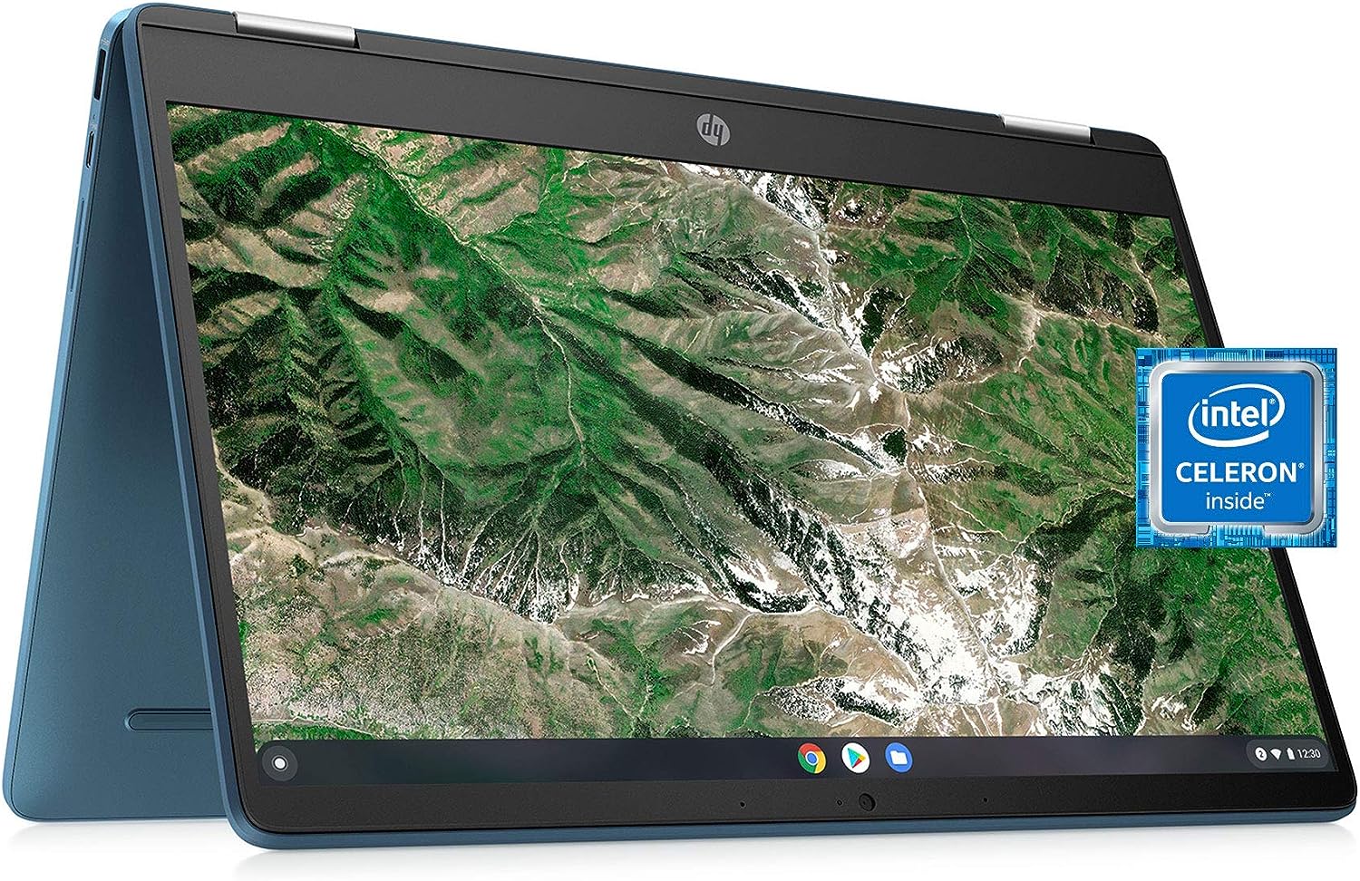 HP Laptop X360 14a Chromebook 14 HD Touchscreen, Entertaining from Any Angle Intel Celeron, 4GB DDR4 64GB eMMC WiFi Webcam Stereo Speakers Bluetooth 4.2 Chrome Blue Metallic Color