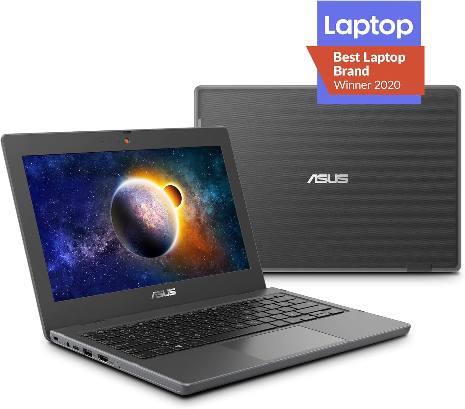 Asus BR1100 Laptop, 11.6 HD Anti-Glare Display, 180 Degree, Celeron N4500, 4GB, 64GB SSD, MIL-STD 810H Durability, Tamper/Spill-Resistant Keyboard, TPM 2.0, Windows 10 Pro, Dark Grey, BR1100CKA-502Y