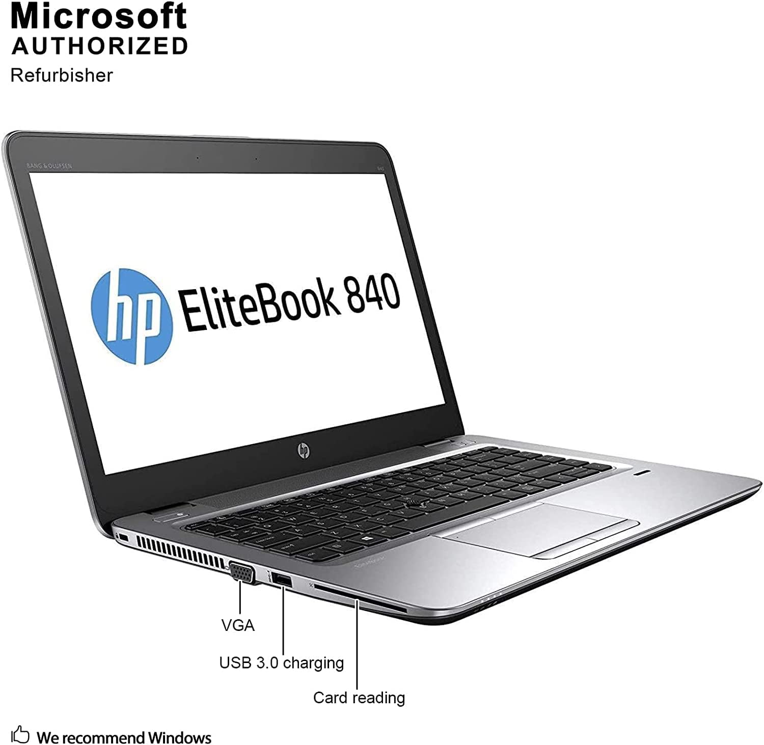 HP EliteBook 840 G3 Laptop 14-inch HD Display, Intel Core i5-6200U 2.3Ghz, 256GB SSD, 16GB DDR4 RAM, Webcam, WiFi, Windows 10 Pro (Renewed)